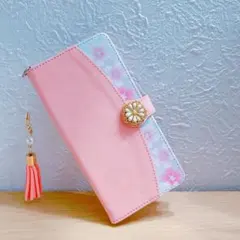 iPhone 15pro Max ケース 手帳型　スマホケース　花柄　ピンク