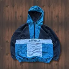 90s アノラックパーカー XXL ターコイズブルー ハーフジップ ビンテージ