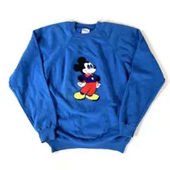 ディズニー ミッキー スウェット ヴィンテージ ワッペン スウェード 