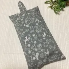 ティッシュカバー　猫　ねこ　ネコ　北欧風　ハンドメイド　裏地あり　グレー