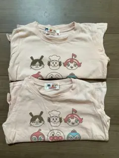 アンパンマン Tシャツ 100cm 淡いピンク全新2枚セット保育園女の子