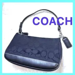 【美品】コーチ COACH シグネチャー ハンドバッグ アクセサリーポーチ　黒