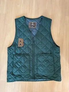 即購入可★ kutir19-91 VINTAGE グリーン キルティングベストM
