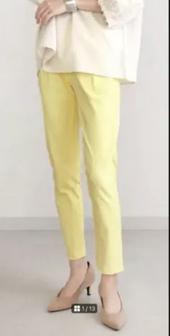 【Bou Jeloud】カジュアルパンツ M イエローフロントタックストレッチ