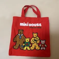 MIKI HOUSE トートバッグ レッド クマ柄　レトロのサムネイル