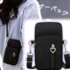 黒 スマホポーチ ポシェット ポーチ ショルダー バッグ サコッシュ ブラック