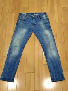 美品 ZARA MAN メンズ ストレッチジーンズ US32 ダメージ加工