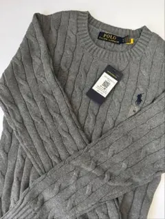 【新品タグ付】POLO RALPH LAUREN ケーブルニット グレー M