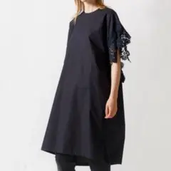 mizuiro ind ミズイロインド ワンピース アシンメトリー レース 紺