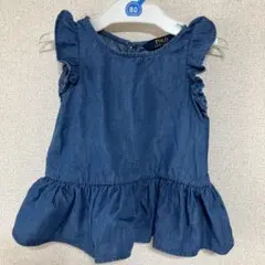 ポロ　ラルフローレン　袖フリルチュニック　70〜80cm ブルー