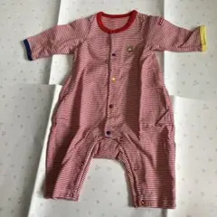 hot biscuit 赤白ストライプロンパース ミキハウス