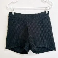 美尻♡ ショートパンツ 黒 ヨガウェア フィットネス シャーリング加工 【M】