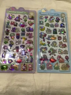 ボンボンドロップ風立体シール①2枚セット　うるちゅる風シール　ぷくぷくシール