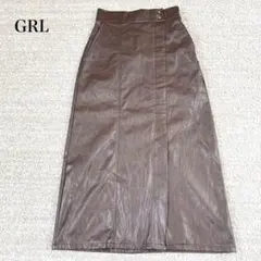 GRL ラップ風レザースカート ハイウエスト 金ボタン装飾 タイト カジュアル
