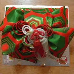 七五三　作り帯　帯 子ども用　昭和レトロ 赤緑　縁起物