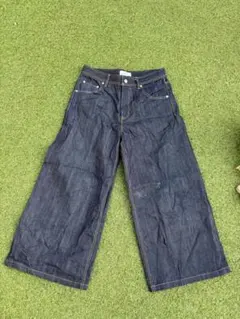 Menes ダークデニム ワイドレッグパンツ Lサイズ