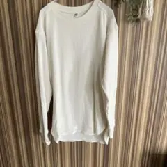 UNIQLOリブ編み アイボリーオフホワイト 長袖Tシャツ