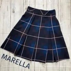 MARELLA＊ イタリア製 チェック柄 ネイビーブルー プリーツスカートのサムネイル