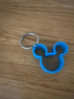 ミッキーマウス型 シリコンキーホルダー 青