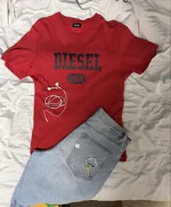 DIESEL オレンジ Tシャツ ポケット付き美品 - メルカリ