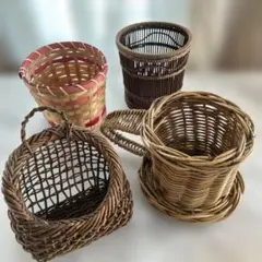 天然素材 バスケット プランターカバー 4点セット