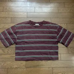 ボーダー 半袖 Tシャツ ボルドー グリーンのサムネイル