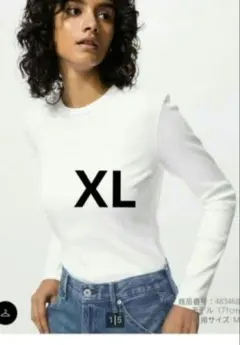 ユニクロ　ソフトリブクルーネックt ホワイト　xl