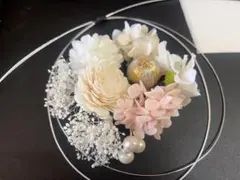 ピンク＆ホワイト　成人式髪飾り　ドライフラワー髪飾り　和装　晴れの日　七五三