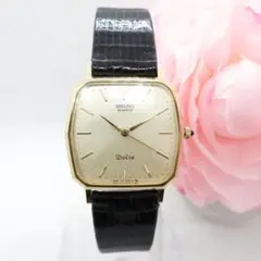 《稼働品》セイコー★ドルチェ★クオーツ時計★メンズ★スクエア型★ゴールド