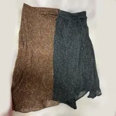 2枚セット　フローラルプリント フレアロングスカート