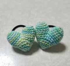 ハート　ヘアゴム ２個セット　ミントグリーン