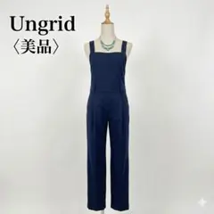 【美品】アングリッド ピンストライプ2wayクロスストラップサロペット S 紺のサムネイル
