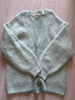 Ray BEAMS ソフトシャギー　Vネック　ニットカーディガン　ミント