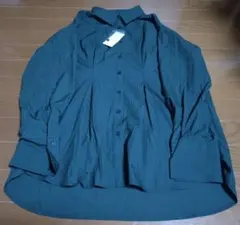 新品　サマンサモスモスブルー　マットサテンタックシャツ