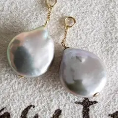 淡水パール ピアスチャーム♡美品【アガット】K10 真珠ピアス パール チャーム