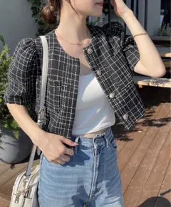 ツイードショートジャケット NICE CLAUP