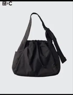 【美品】ユニクロ C ソフトパフィーショルダーバッグ　男女兼用　黒 ブラック