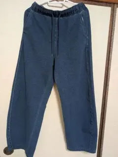 ※値下げ※GUデニムスウェットバレルレッグパンツQ ブルー　Мサイズ