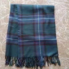 ダークグリーン チェック柄 大判ストール