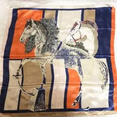 馬柄 シルク風 大判90cm サテン 高級感漂う エレガントフォーマル スカーフ