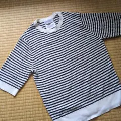 着1回オペークドットクリップボーダーニット40