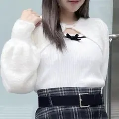 アーベーセーアンフェイス ボレロレイヤードニット