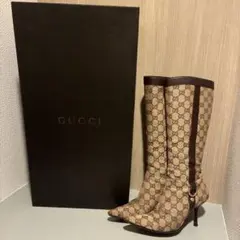 GUCCI GGパターン ロングブーツ ベージュ/ブラウン