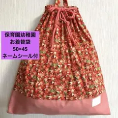 フレッシュ苺 お着替袋 50×45 巾着 特大 ビック 保育園 オムツ 女子