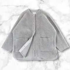 【2024AW】アダムエロペ ダブルフェイスニットミドル丈カーディガン グレー