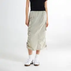 カーキ　SPAO カーゴポケットドロストロングスカート S