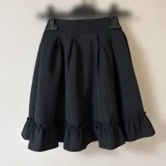 evelyn 黒 リボン付き ミニフレアスカート