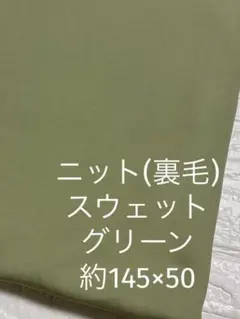 ニット生地 裏毛 スウェット グリーン 無地 約145×50