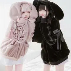 美品✨Pal elfy うさ耳ファーコート 地雷系 量産型 黒F