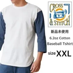 新品 クロスステッチ 7分袖 ベースボールTシャツ ナチュラル×デニム XXLのサムネイル